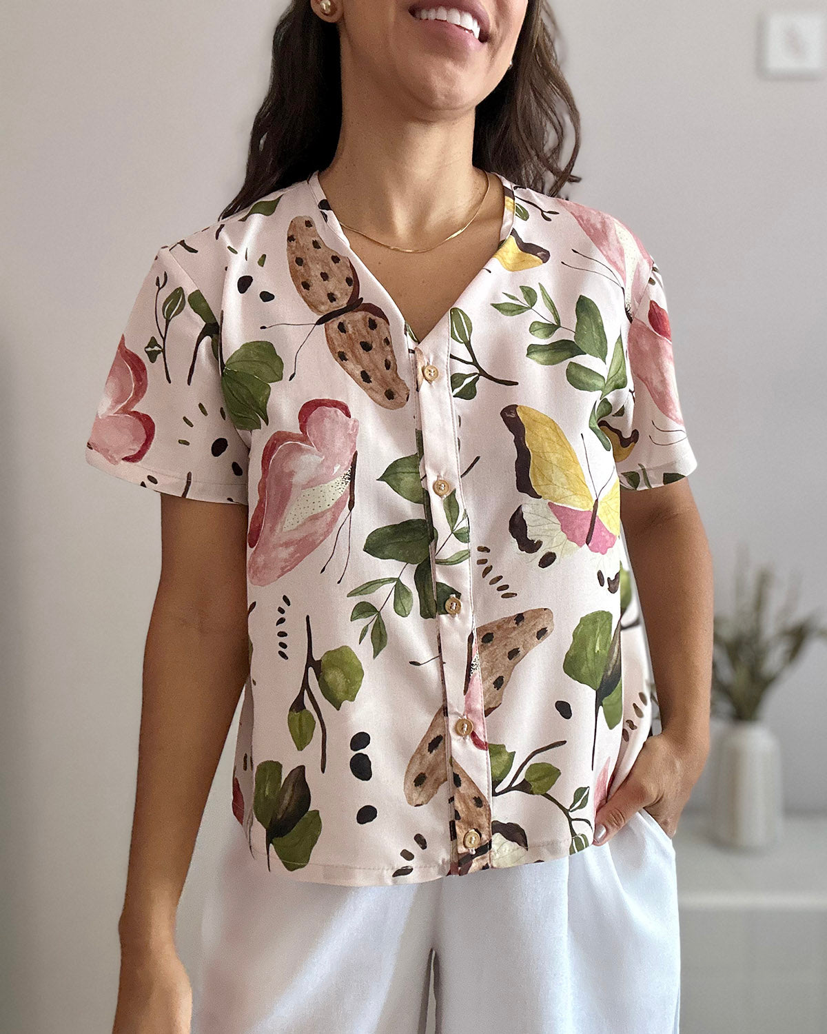 Blusa de Botão Borboletas