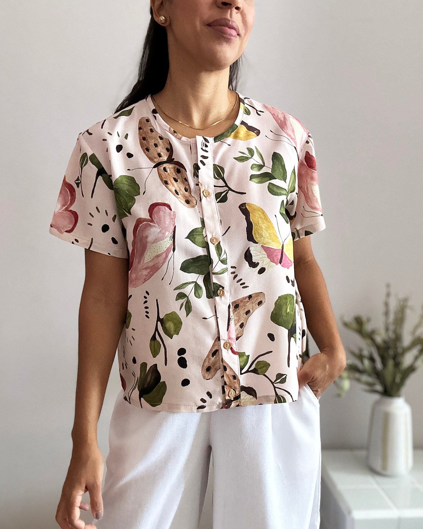 Blusa de Botão Borboletas