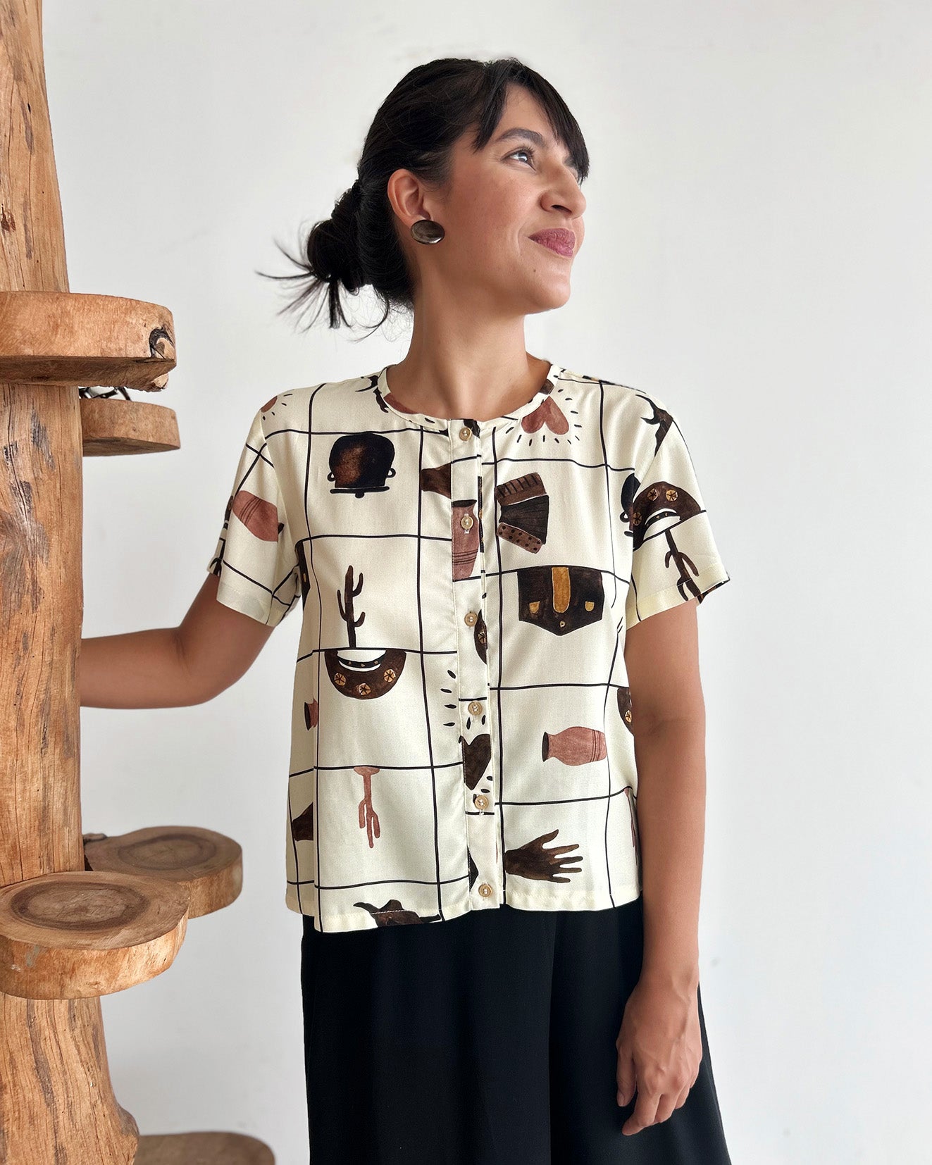Blusa de Botão Arte da Terra